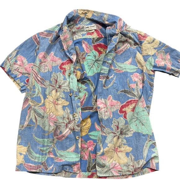 Cooke Street Hawaii Vtg Hawaiian Floral Print Shirt Med 100% Cotton - Picture 3 of 6
